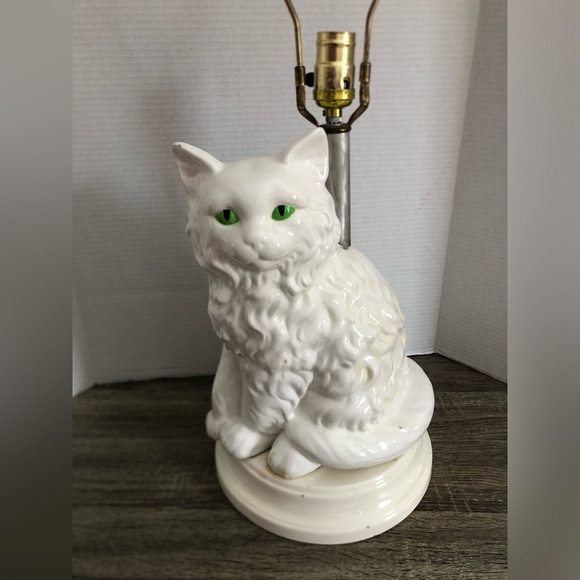 80s Ceramic Cat Table Lamp - Picture 1 of 16